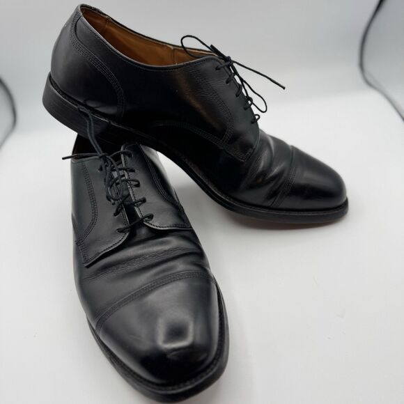 Mens ALLEN EDMONDS Hampstead 11.5 EEE Cap Toe Black Dress Shoes Lace Up - Picture 8 of 9